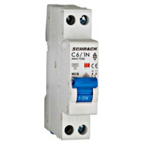 Захисний вимикач 6А 1P+N 4,5кА х-ка, Schrack