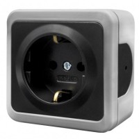 Накладна розетка NE-AD MULTIMA 92-52-08-E з з/к та шторками сіра