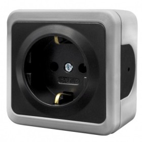 Накладна розетка NE-AD MULTIMA 92-52-08-E з з/к та шторками сіра