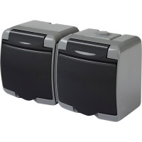 Розетка двухместная Eti Hermetics RHE-2s-SRG с з/к IP54 серая/графитовая крышка (4668107)