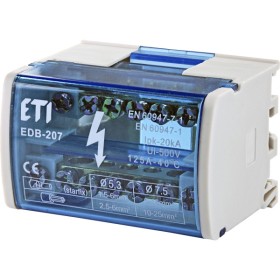 Розподільний клемний блок ETI 001102300 EDB-207 2p L+PE/N 125A на 7 виходів