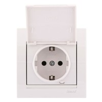 Розетка із з/к, з кришкою, біла, Deriy, Lezard