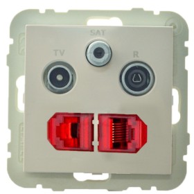 Розетка Logus 21546 TMF R-TV-SAT-2xRJ45 (Cat.6) (бежевый)