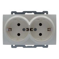 Розетка ELBI ZENA Silverline перлина 2-на з заземленням без рамки ( 609-012500-907 )