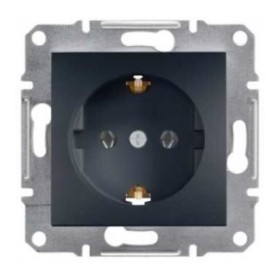 Розетка одинарная без рамки антрацит Asfora, EPH2900171