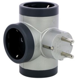 Блок «преміум» на 3 бічні розетки Legrand алюміній/чорний