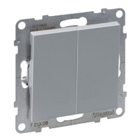 Прохідний двоклавішний вимикач 10А з автоматичними клемами Legrand SUNO (алюміній) 721308