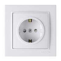 Розетка Nilson Thor біла 1-на з заземленням з шторкою ( 27111019 )