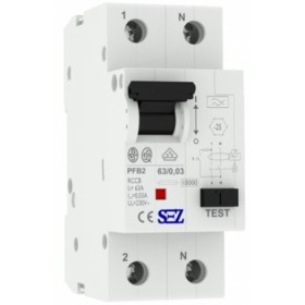 Пристрій захисного відключення (диференціальне реле) SEZ PFB2 63/0,03 1Р+N (PFB2_63/0.03)