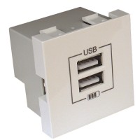 Механізм подвійної USB розетки Logus 45439 SBR CHARGER TYPE "A" (білий)