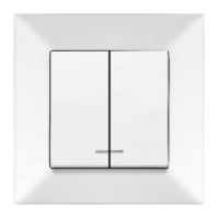Вимикач 2-клавішний Meridian, з підсвічуванням, білий