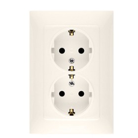 Подвійна розетка Kontakt Simon Simon 10 CGSZ2/41 із заземленням Schuko (кремовий)
