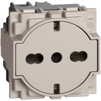 Розетка з плоскою лицьовою панеллю Bticino Living Now KM4140A16F 10/16А 2 модуля (пісочна)