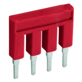 Ізольована гребінчаста перемичка Wago 2000-404/000-005 на 4 контактів 14А (червона)