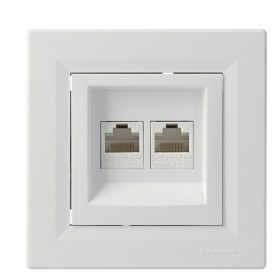 Розетка компьютерная RJ45 кат.5е UTP двойная белая Asfora, EPH4400121