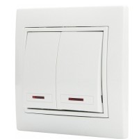 Двоклавішний вимикач Аско-Укрем Fl з підсвічуванням (BBсб10-2-1-Fl-W)