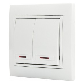 Двухклавишный выключатель Аско-Укрем Fl с подсветкой (BBсб10-2-1-Fl-W)