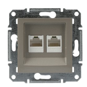 Розетка компьютерная 5eUTP двойная без рамки бронза Asfora, EPH4400169