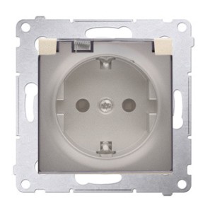 Електрична розетка Kontakt Simon Simon 54 Premium DGSZ1BZ.01/44A IP44 із заземленням шторками та прозорою кришкою (золото)