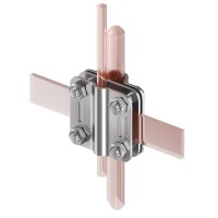 Соединитель Leo Lightman Quadro дроту ø8-10 мм зі смугою шириною до 30 мм та стержнем заземлення d16 Ni (204133)