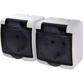 Розетка двухместная Eti Hermetics RHE-2sd с з/к IP54 белая/прозрачная крышка (4668020)