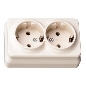 Розетка двойная с з/к Gunsan Misya крем