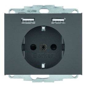 Розетка с з/к 16А/250В + 2хUSB A-A /2.4A Berker K.1 (антрацит)