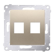 Прямая информационная розетка Kontakt Simon Simon 54 Premium DKP2.01/44 под 2xRJ45 Keystone с суппортом (золото)