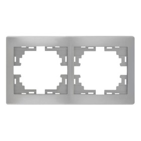 Рамка 2-местная горизонтальная серый металлик, Mira, Lezard