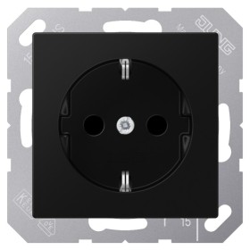 Розетка з накладкою Jung Eco Profi EP1420SWM із заземленням чорний матовий