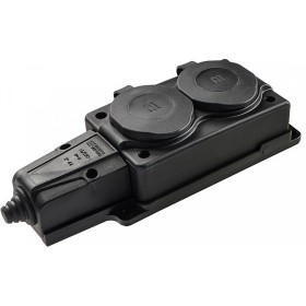 Каучуковая колодка Аско-Укрем 2Р+PE 16А 2-х местная с крышкой (A0250010008)