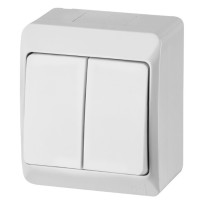 Выключатель накладной 2-кл. белый Elektro-Plast Hermes IP44, 0332-02