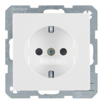 Розетка с з/к и шторками полярная белизна Berker Q.х