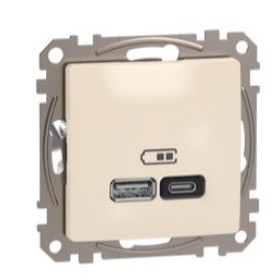 Розетка USB Schneider Electric Sedna Design & Elements A+C 3A 45Вт бежевая SDD112404