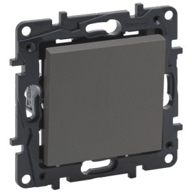 Выключатель одноклавишный кнопочный Legrand Niloe Step 6А зажимной механизм сталь (863409)