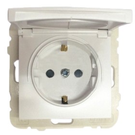 Одинарная розетка с крышкой Logus 20634 TBR 2P+Z Шуко 16А 250В белая