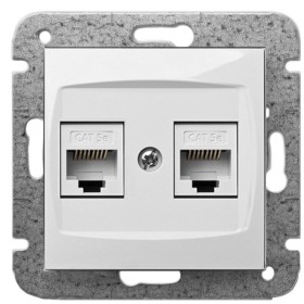 Двомісна комп'ютерна розетка Elektro-Plast Carla 1749-10 2хRJ45 (білий)