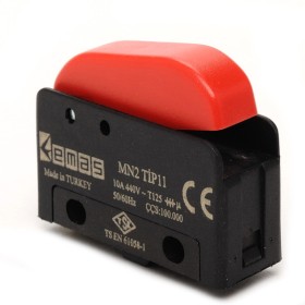 Кінцевий міні-вимикач EMAS MN2TIP11 з червоною пластиковою клавішою 1НВ
