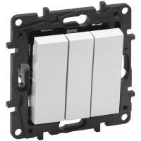 Триклавішний вимикач Legrand Niloe Step 20А гвинтовий механізм білий (863103)