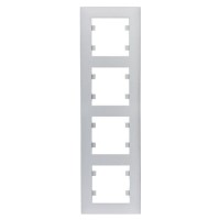 Вертикальна чотиримісна рамка Hager WL5642 Lumina-Intense 4X (срібляста)