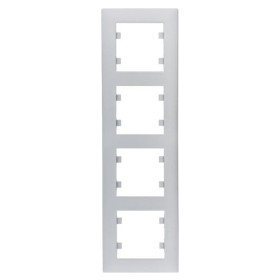 Вертикальна чотиримісна рамка Hager WL5642 Lumina-Intense 4X (срібляста)