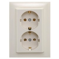 Двойная розетка Шуко Logus 90331 TPE 250В/16A (жемчуг)