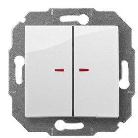 Двоклавішний вимикач Elektro-Plast Carla 1724-10 з підсвічуванням (білий)