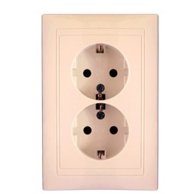 Подвійна розетка Elcor Emily 9215 (211571) із заземленням (кремовий)