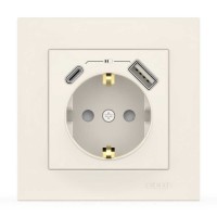 Розетка EL-BI VEGA белая 1-я с заземлением + 2USB (Type C+A) ( 510-010200-334 )