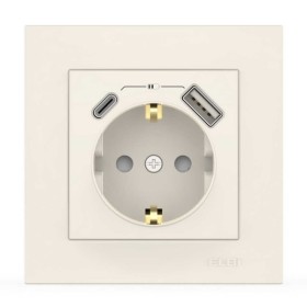Розетка EL-BI VEGA белая 1-я с заземлением + 2USB (Type C+A) ( 510-010200-334 )