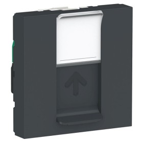 Одинарна комп'ютерна розетка Schneider Electric NU341154 RJ45 cat.5e UTP з полем для напису 2М (антрацит)