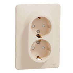 Двойная розетка Schneider Electric Sedna Design с заземлением и шторками бежевая SDD312221