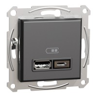 USB розетка Schneider Electric Asfora EPH2700371 USB/Type-C 2,4А антрацит