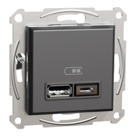 USB розетка Schneider Electric Asfora EPH2700371 USB/Type-C 2,4А антрацит